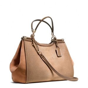 Coach Caroline Nubuck & Lizard Embossed Leather